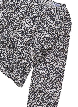 Blusa Mayoral azul marino y beige para niña