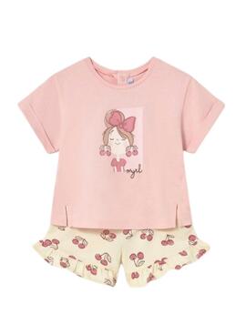 Conjunto camiseta y short Mayoral Peonia rosa para bebé