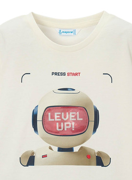 Camiseta Mayoral Robot beige para niño