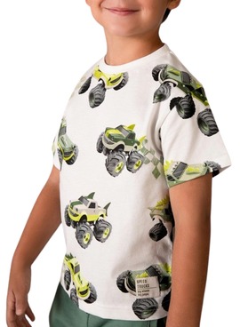 Camiseta Mayoral coches blanco para niño