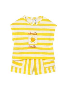 Conjunto Mayoral Sol amarillo y blanco rayas para bebé
