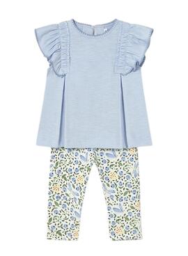Conjunto Mayoral azul flores para bebé