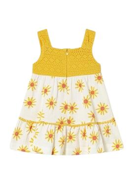 Vestido Mayoral guipur amarillo para niña