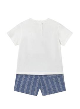 Conjunto Mayoral coche blanco y azul para bebé