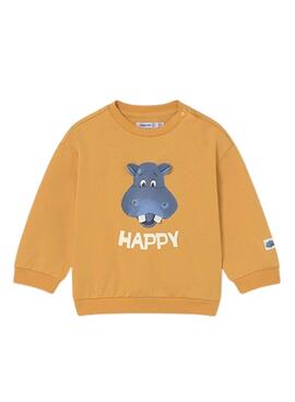 Sudadera Mayoral Happy Hipo naranja para bebé
