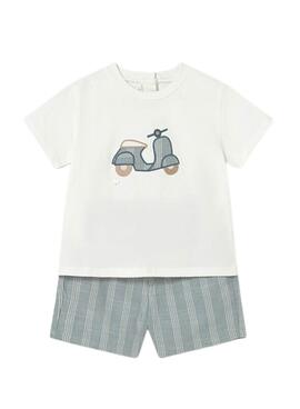 Conjunto Mayoral moto blanco y azul para bebé