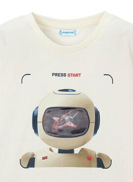 Camiseta Mayoral Robot beige para niño