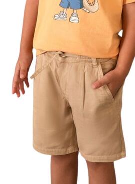 Bermuda Mayoral lino relaxed fit camel para niño
