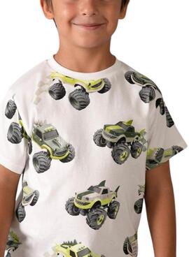 Camiseta Mayoral coches blanco para niño