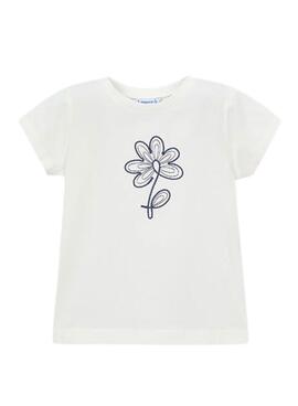 Camiseta Mayoral flor blanco para niña