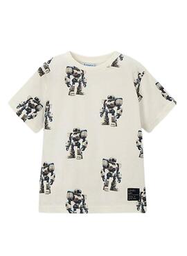 Camiseta Mayoral Robots blanco para niño