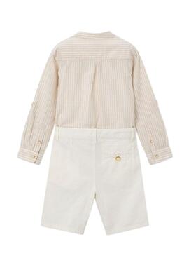Conjunto camisa y bermuda Mayoral lino beige para niño