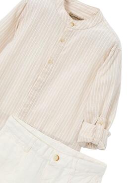 Conjunto camisa y bermuda Mayoral lino beige para niño