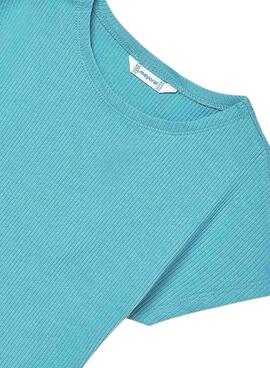 Camiseta Mayoral acanalada azul para niña