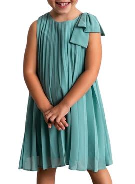 Vestido Mayoral plisado azul turquesa para niña