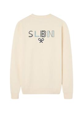 Sudadera Silbon logo étnico beige para hombre