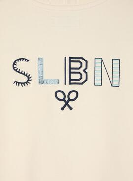 Sudadera Silbon logo étnico beige para hombre