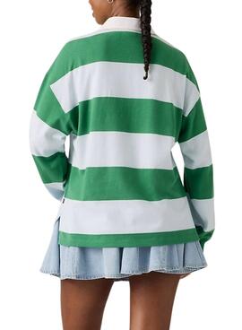 Polo Levis Reenie rugby rayas verde y azul para mujer
