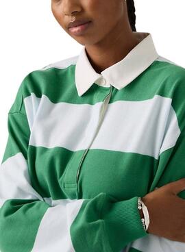 Polo Levis Reenie rugby rayas verde y azul para mujer