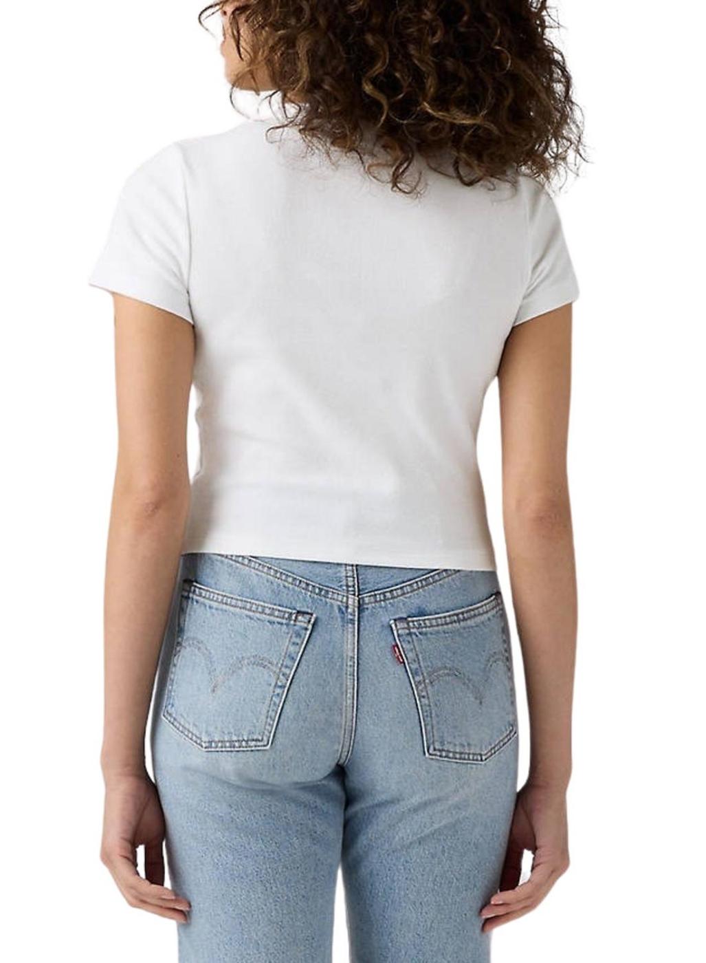 Camiseta Levis acanalada blanco para mujer