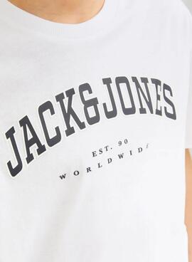 Camiseta Jack and Jones Caleb Varsity blanco niño