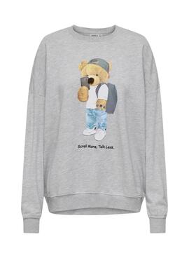 Sudadera Only Teddy Talk gris para mujer
