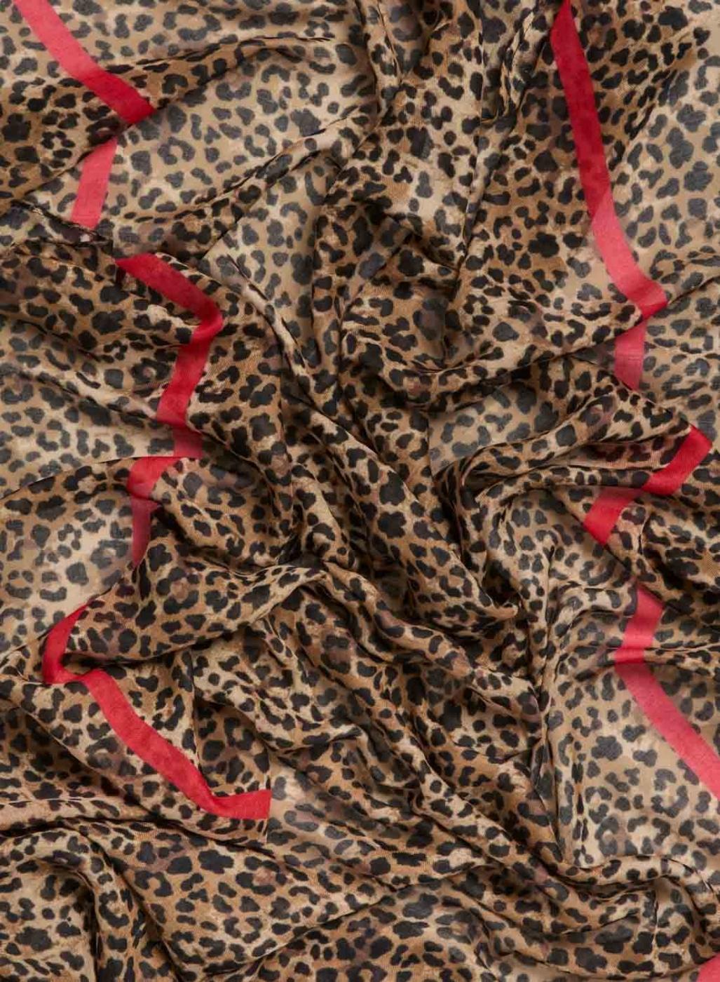 Fular Pieces Bine estampado de leopardo para mujer