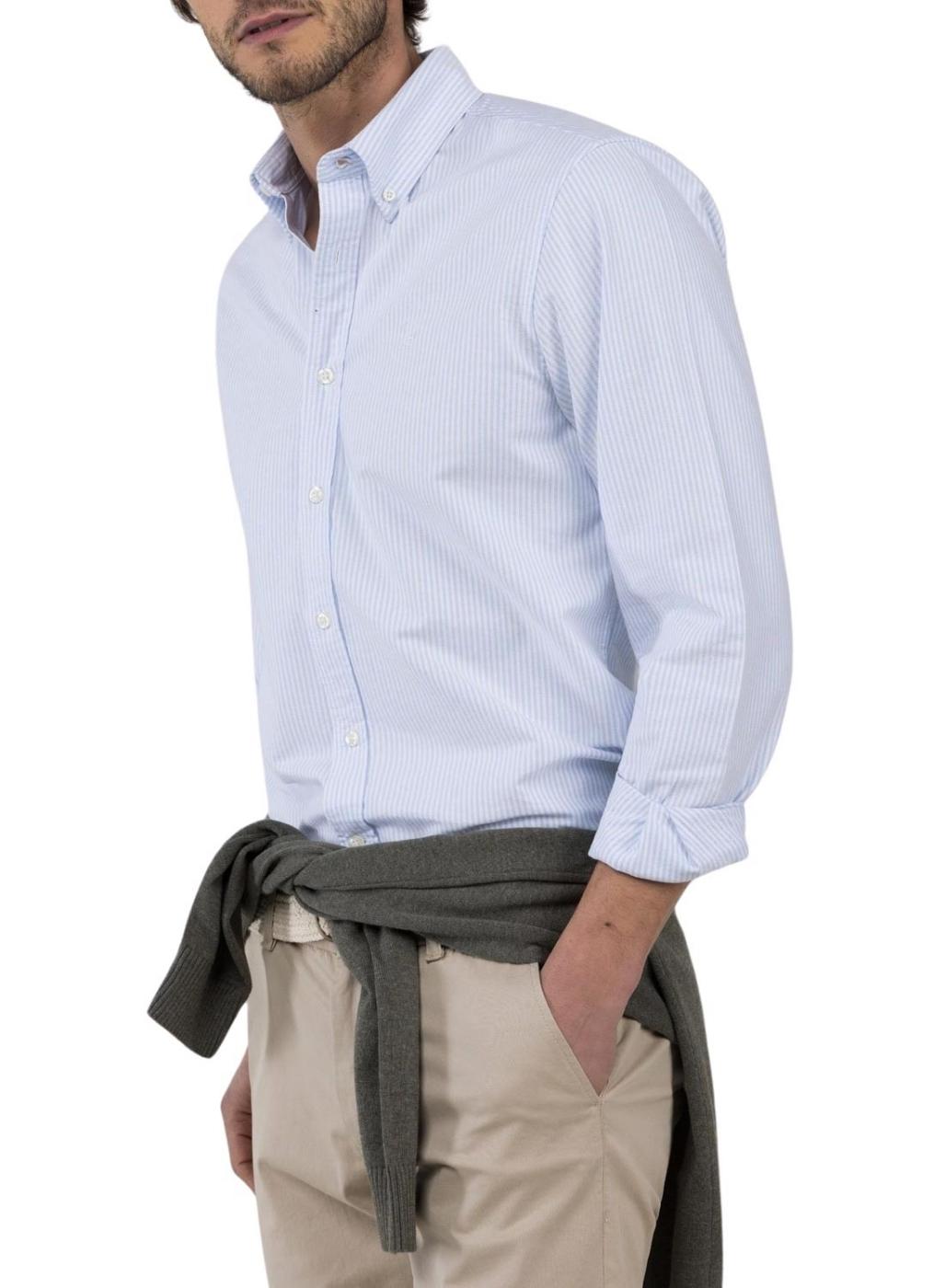 Camisa El Ganso Yale azul y blanco rayas para hombre