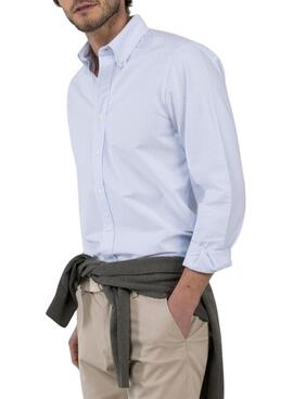 Camisa El Ganso Yale azul y blanco rayas para hombre