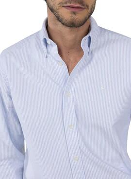 Camisa El Ganso Yale azul y blanco rayas para hombre