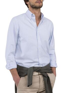 Camisa El Ganso Yale azul y blanco rayas para hombre
