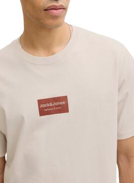 Camiseta Jack and Jones Frank beige para hombre