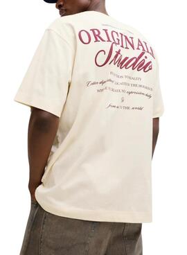 Camiseta Jack and Jones Norrebro beige para hombre