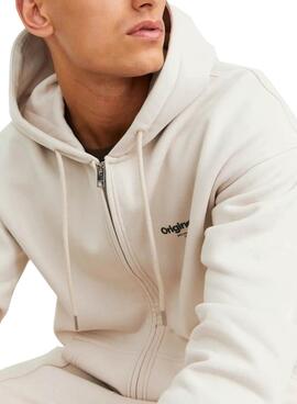 Sudadera Jack and Jones Vesterbro beige para hombre