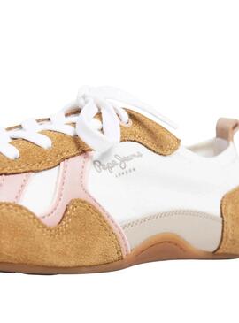 Zapatillas Pepe Jeans Noa Sporty blanco y mostaza para mujer