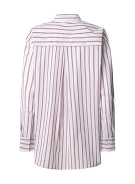 Camisa de rayas Pepe Jeans Lenoir rosa y blanco para mujer