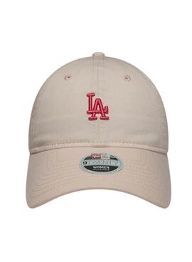 Gorra New Era Washed Mini LA Dodgers 9TWENTY beige para mujer