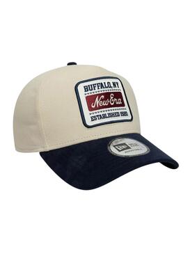 Gorra New Era Patch Suede 9FORTY beige y azul marino para hombre y mujer