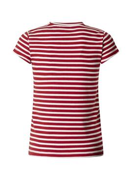 Camiseta Pepe Jeans Merida rojo y blanco para mujer