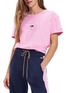 Camiseta Tommy Jeans Corp Logo Rosa Mujer