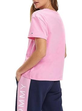 Camiseta Tommy Jeans Corp Logo Rosa Mujer