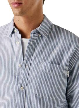 Camisa de rayas Pepe Jeans Prescot azul y blanco para hombre