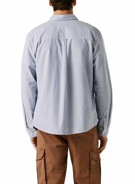 Camisa de rayas Pepe Jeans Prescot azul y blanco para hombre