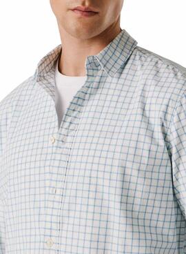 Camisa Pepe Jeans Presley geométrica azul y blanca para hombre