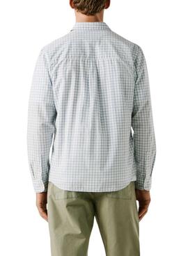 Camisa Pepe Jeans Presley geométrica azul y blanca para hombre