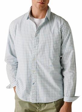 Camisa Pepe Jeans Presley geométrica azul y blanca para hombre