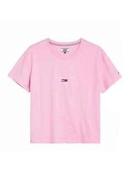 Camiseta Tommy Jeans Corp Logo Rosa Mujer