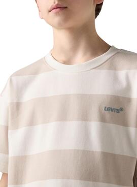 Camiseta Levis Big Stripe beige para niño