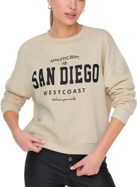 Sudadera Only Onlsweat Life beige para mujer