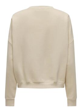 Sudadera Only Onlsweat Life beige para mujer
